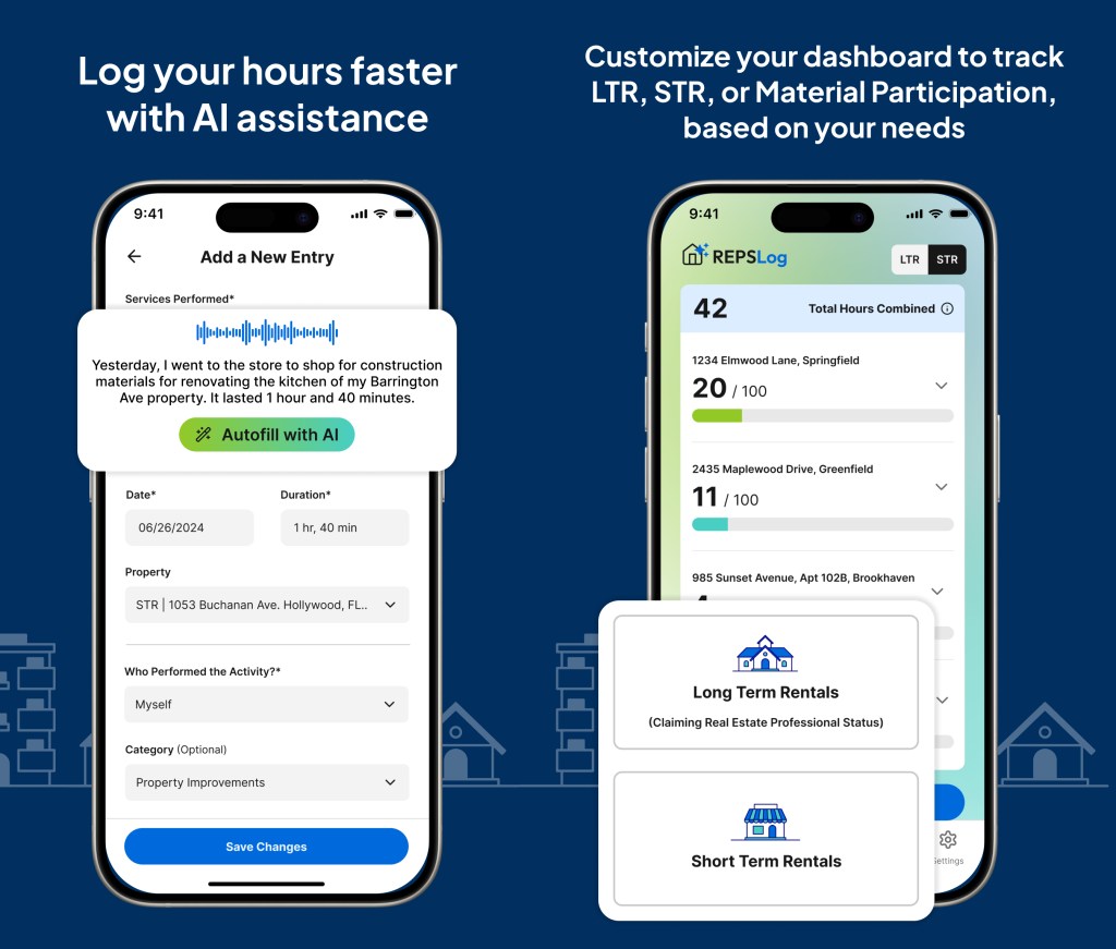 Log your Material Participation faster with AI assistance. REPSLog
