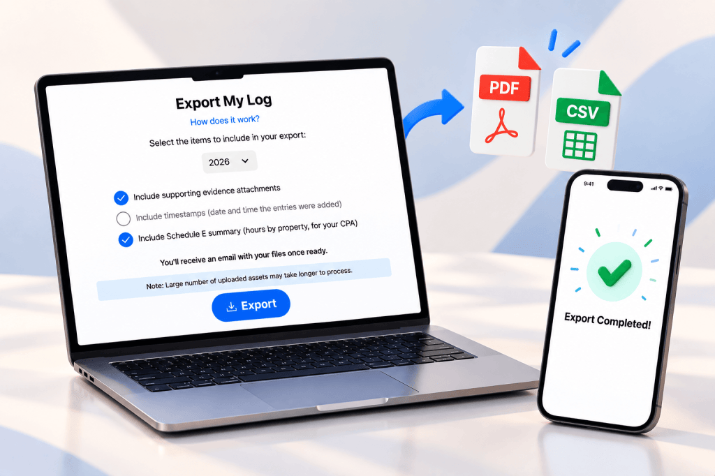 How to Share Your REPS Hours Log With Your CPA (PDF, CSV & Excel&nbsp;Export)